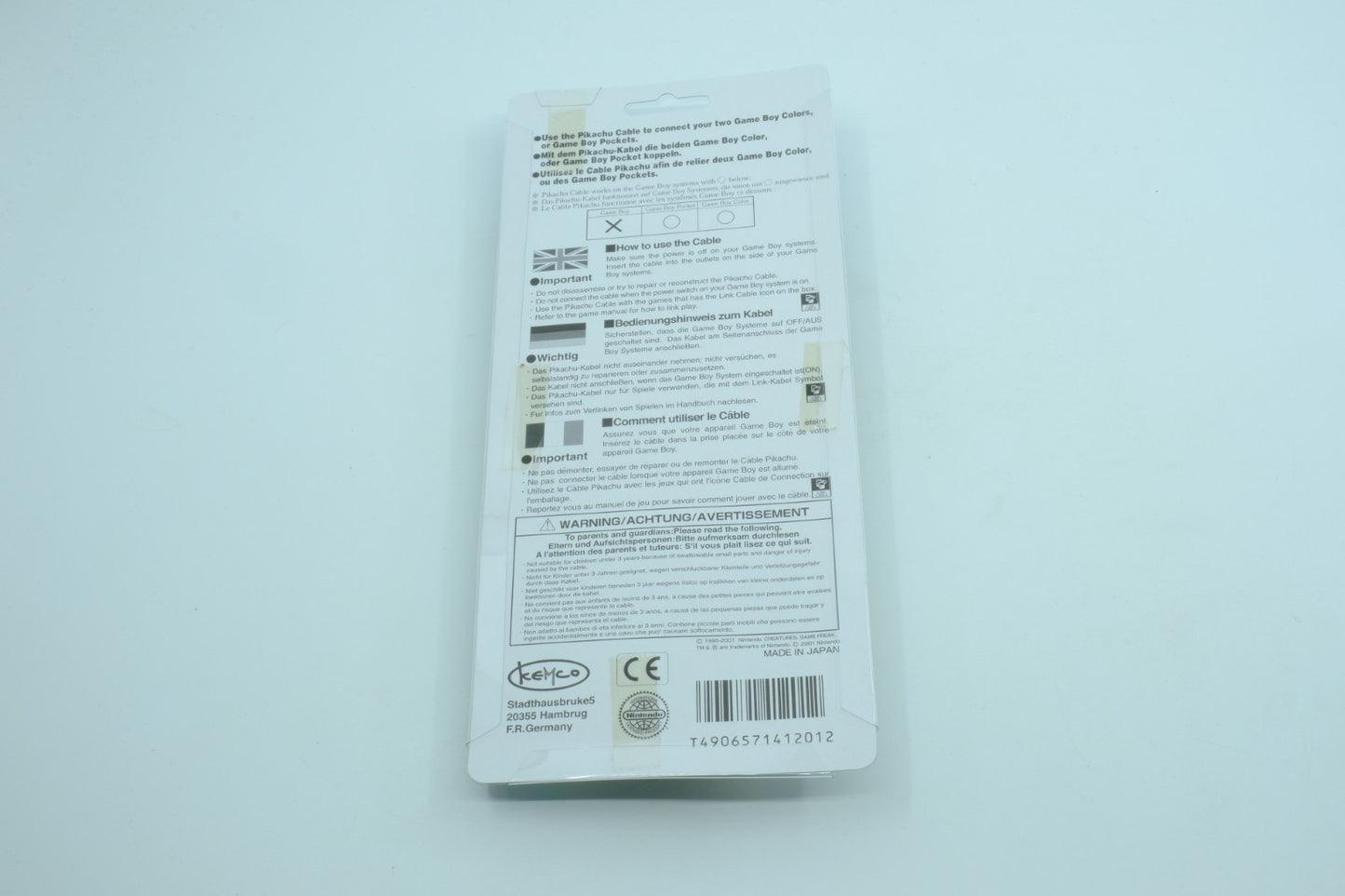 Pokemon Pikachu Cable – Game Boy Color / Game Boy Pocket Link Cable – New in Packaging