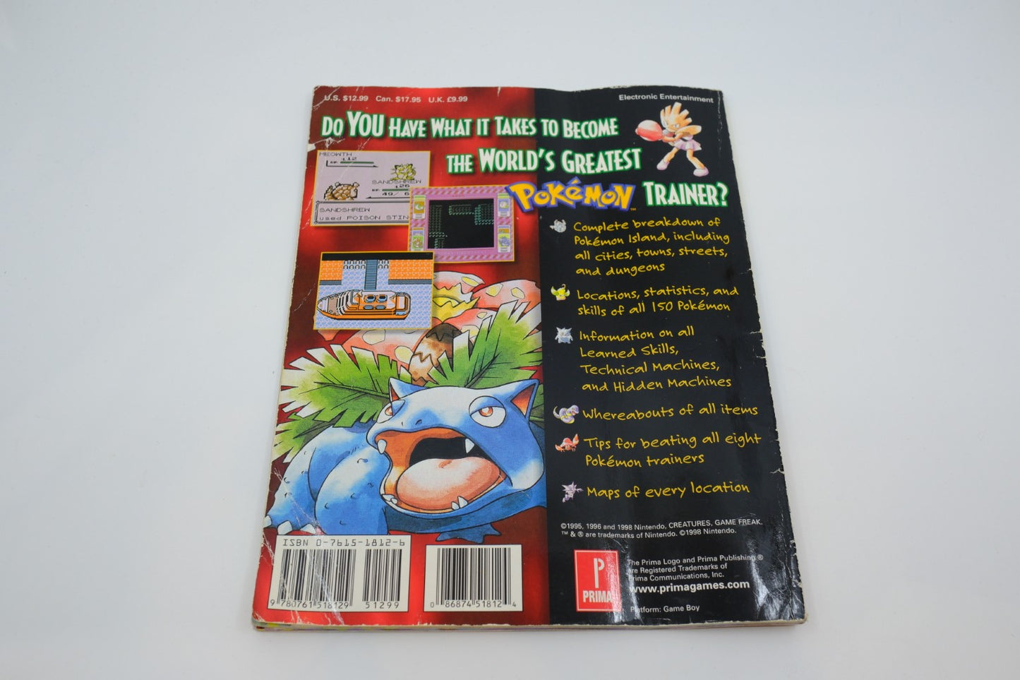 Pokémon Red & Blue — Prima’s Official Strategy Guide (Charizard Cover Variant, Game Boy)