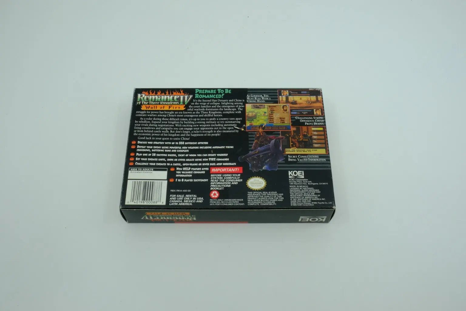 Romance of the Three Kingdoms IV: Wall of Fire – Complete in Box RetroGate - Your Gateway to Classic Gaming